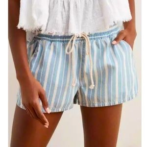 Aerie Blue and White Striped Chambray Shorts NWT Size Small